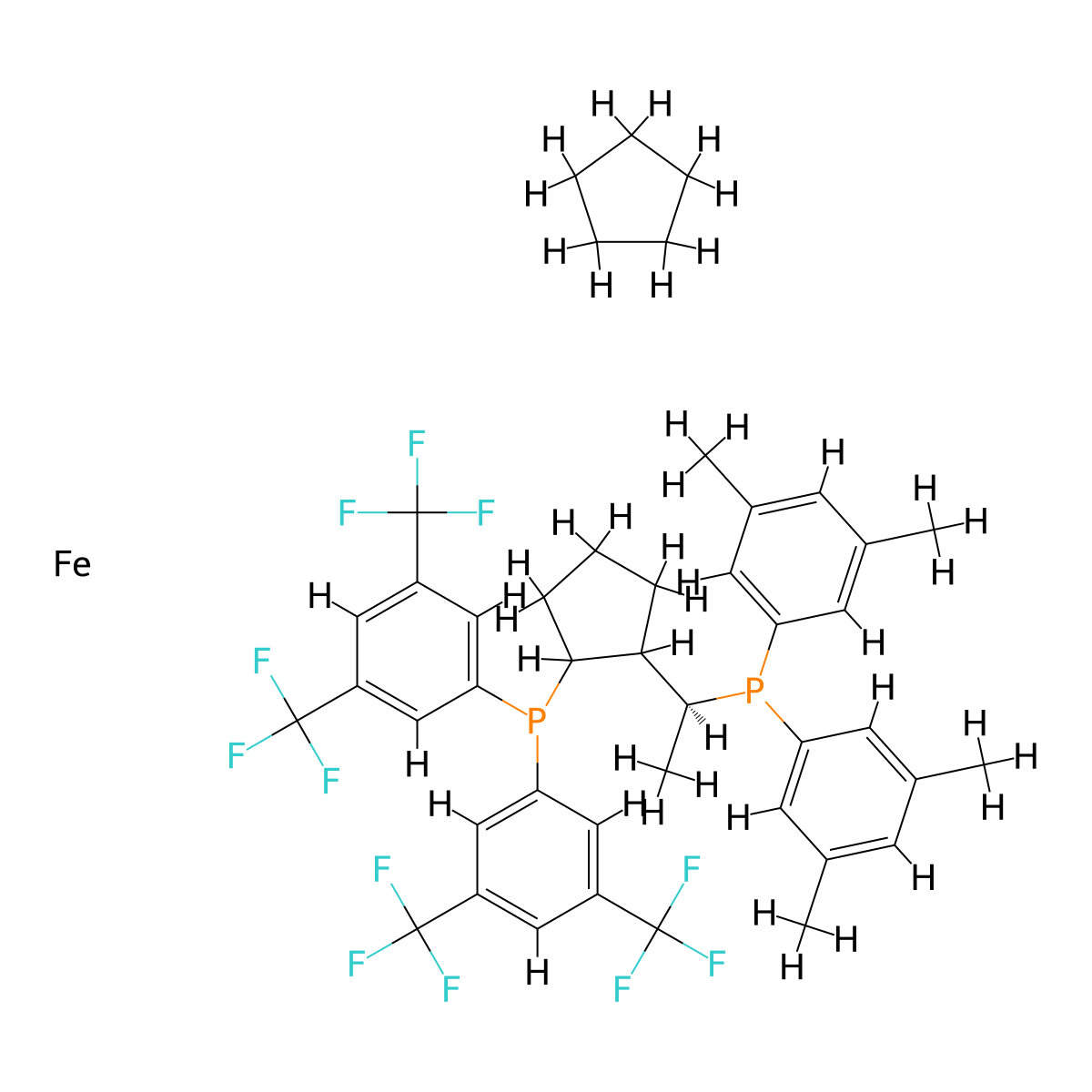 (S)-1-{(Rp)-2-[Bis[3,5-bis(trifluoromethyl)phenyl]phosphino]-ferrocenyl}ethyldi(3,5-xylyl)phosphine molecular structure, CAS 1272317-38-0