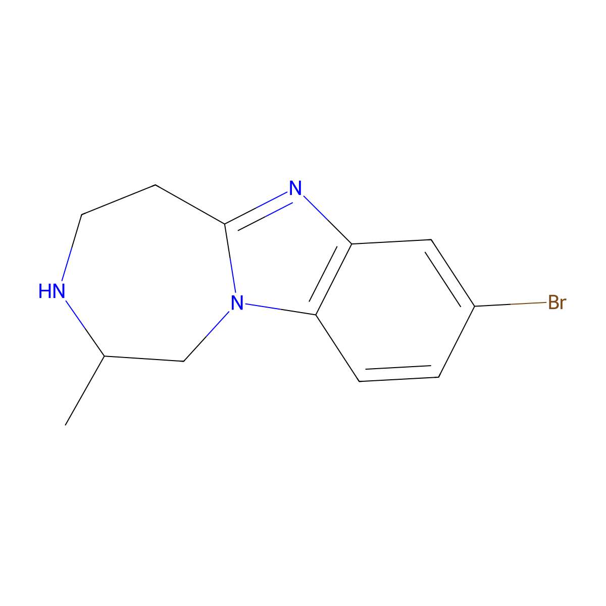 8-Bromo-2-methyl-2,3,4,5-tetrahydro-1H-benzo[4,5]imidazo[1,2-d][1,4]diazepine molecular structure, CAS 1272321-97-7