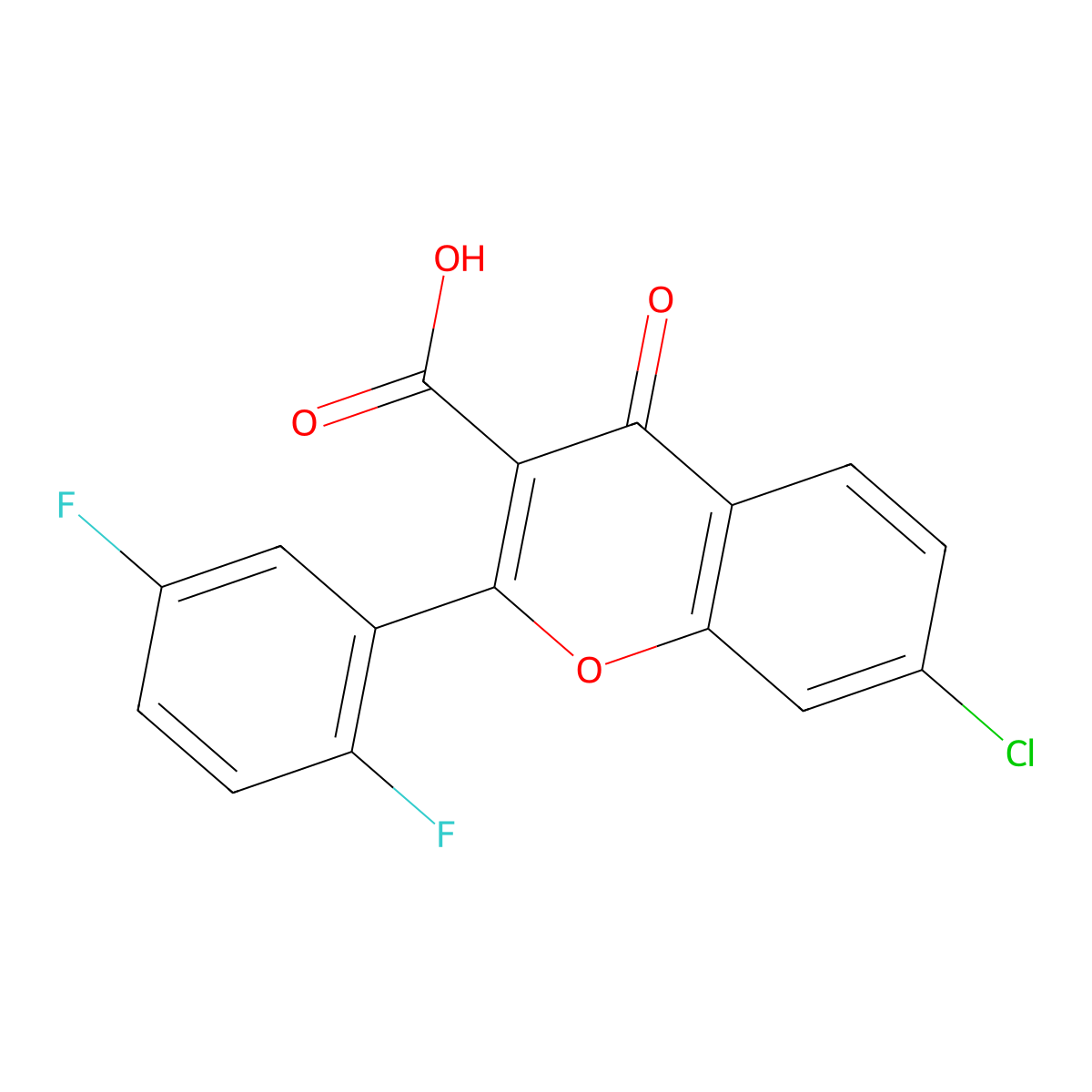 7-Chloro-2-(2,5-difluorophenyl)-4-oxo-4H-1-benzopyran-3-carboxylic acid molecular structure, CAS 1272322-42-5