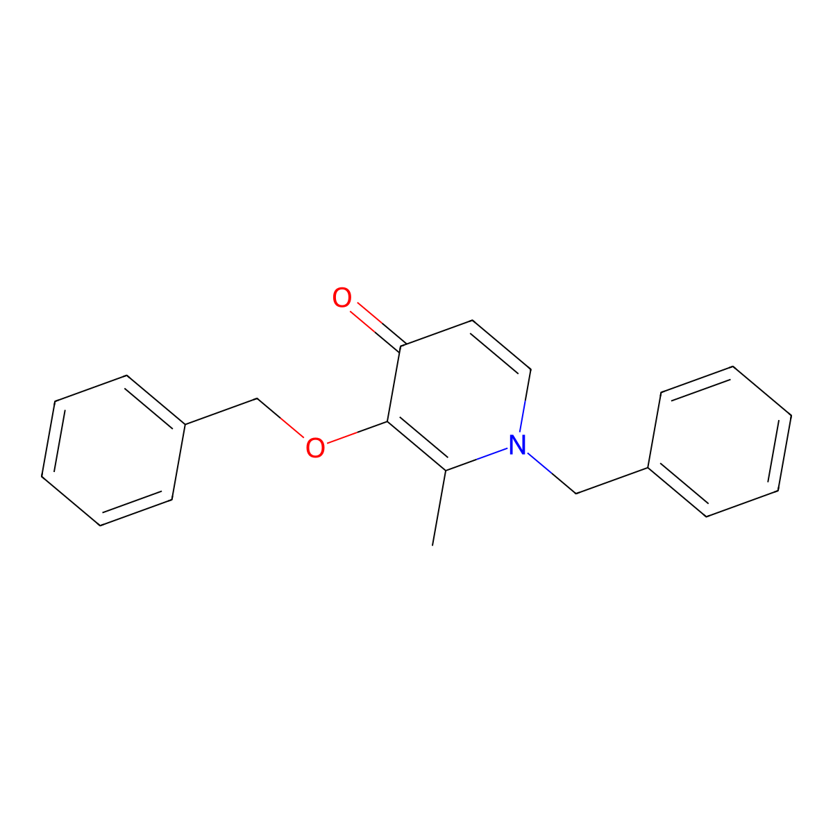 1-benzyl-3-(benzyloxy)-2-methyl-4(1H)-pyridinone molecular structure, CAS 127234-68-8