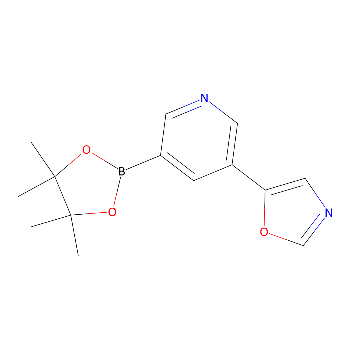 5-(5-(4,4,5,5-Tetramethyl-1,3,2-dioxaborolan-2-yl)pyridin-3-yl)oxazole molecular structure, CAS 1272356-99-6