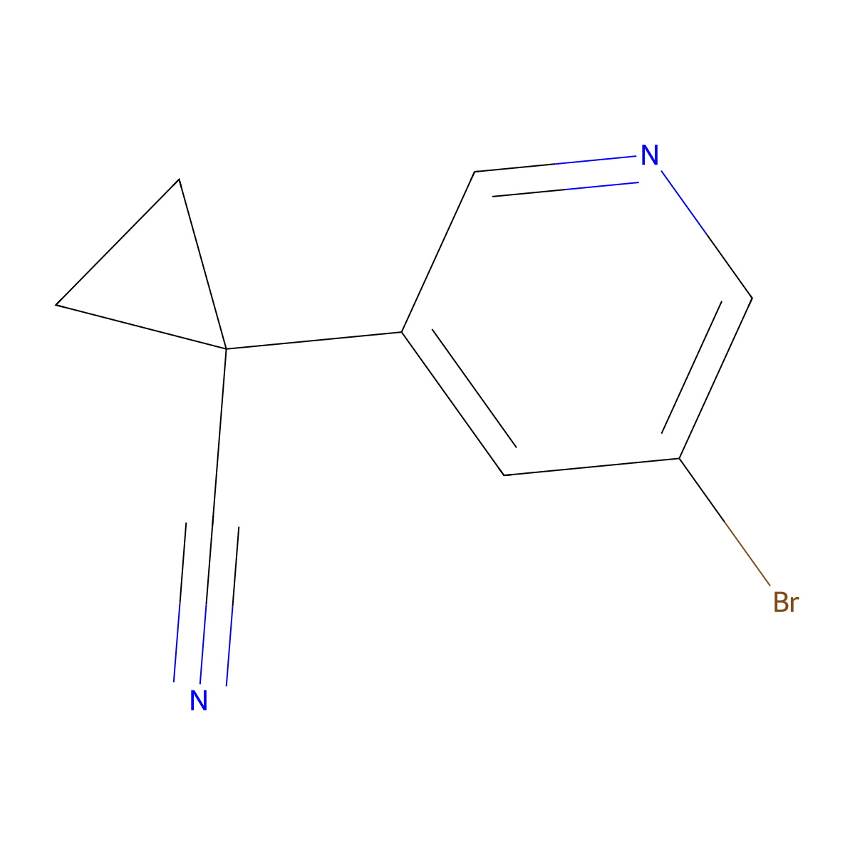 1-(5-Bromopyridin-3-yl)cyclopropane-1-carbonitrile molecular structure, CAS 1272357-22-8