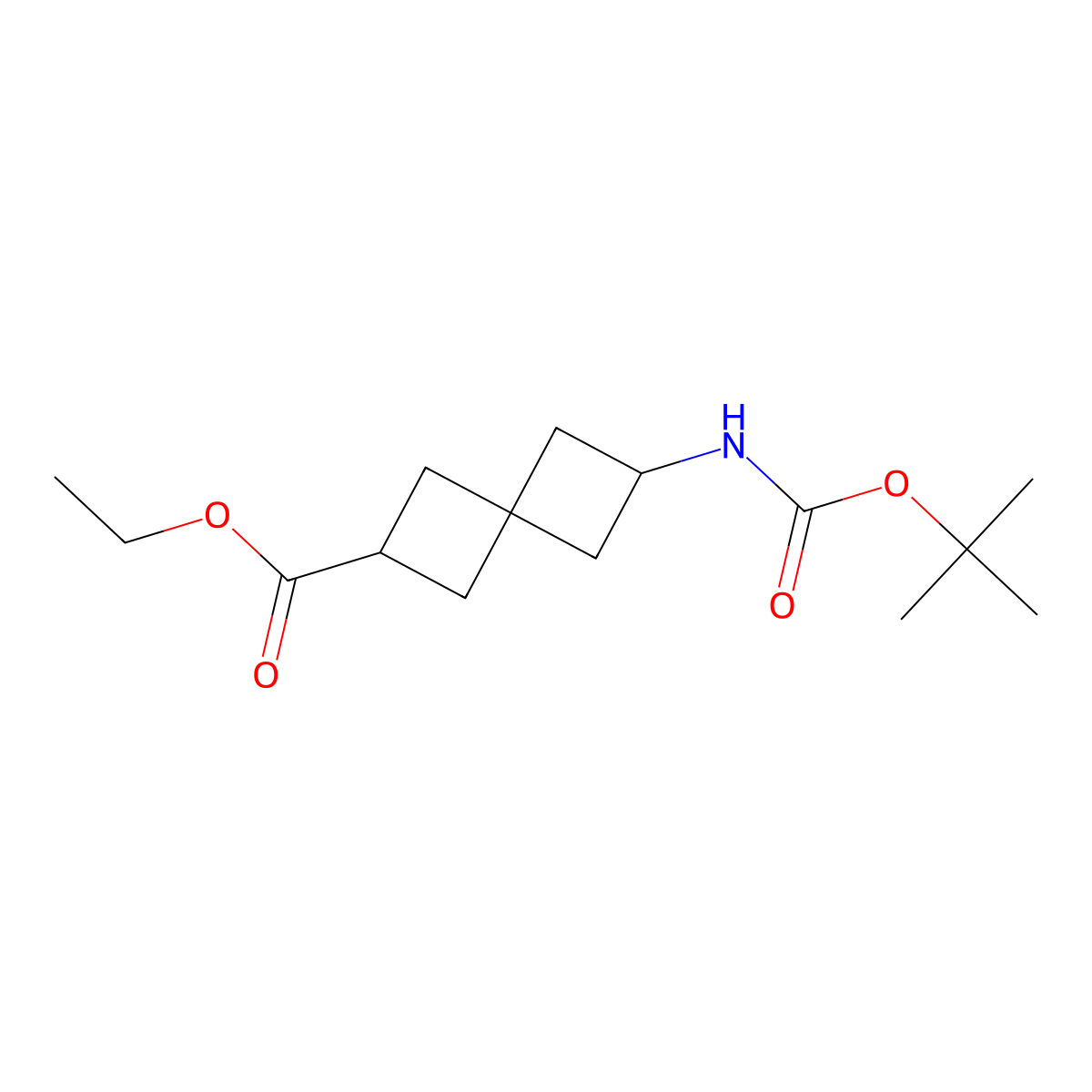 Ethyl 6-((tert-butoxycarbonyl)amino)spiro[3.3]heptane-2-carboxylate molecular structure, CAS 1272412-66-4