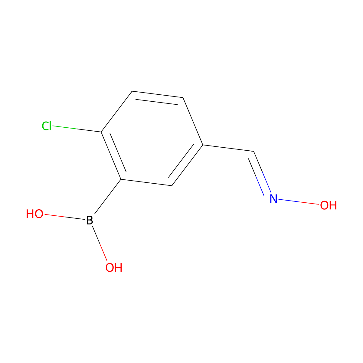 2-Chloro-5-(hydroxyiminomethyl)phenylboronic acid molecular structure, CAS 1272412-67-5