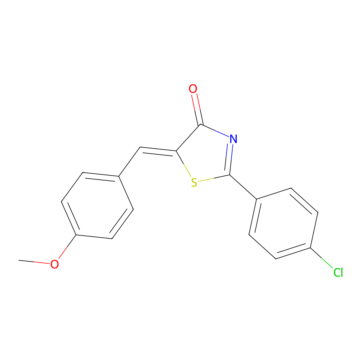(Z)-2-(4-Chlorophenyl)-5-(4-methoxybenzylidene)-5H-thiazol-4-one molecular structure, CAS 1272519-89-7