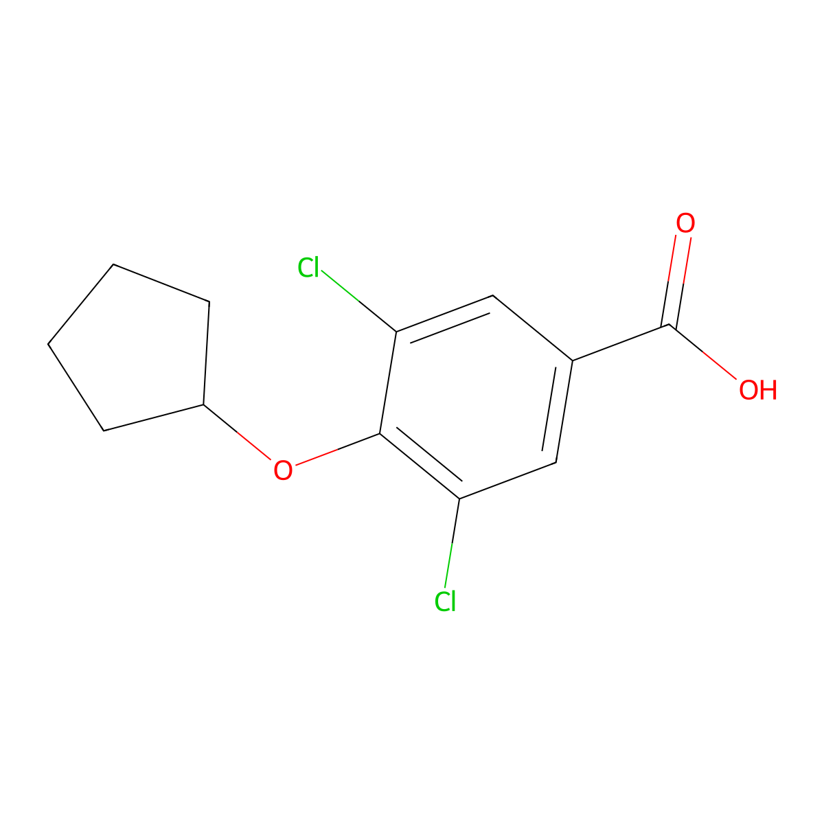 3,5-Dichloro-4-(cyclopentyloxy)benzoic acid molecular structure, CAS 1272528-03-6
