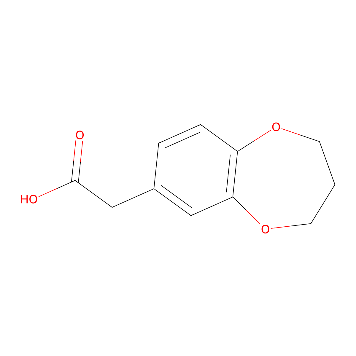 2-(3,4-dihydro-2H-1,5-benzodioxepin-7-yl)acetic acid molecular structure, CAS 127264-07-7