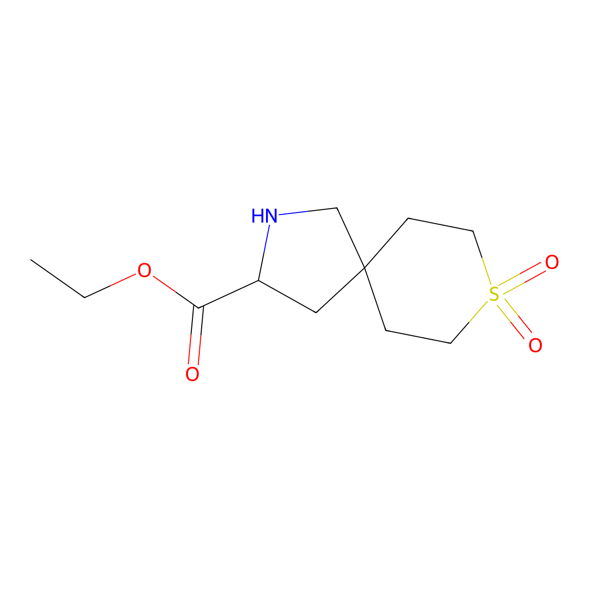 Ethyl 8,8-dioxo-8lambda6-thia-2-azaspiro[4.5]decane-3-carboxylate molecular structure, CAS 1272655-77-2
