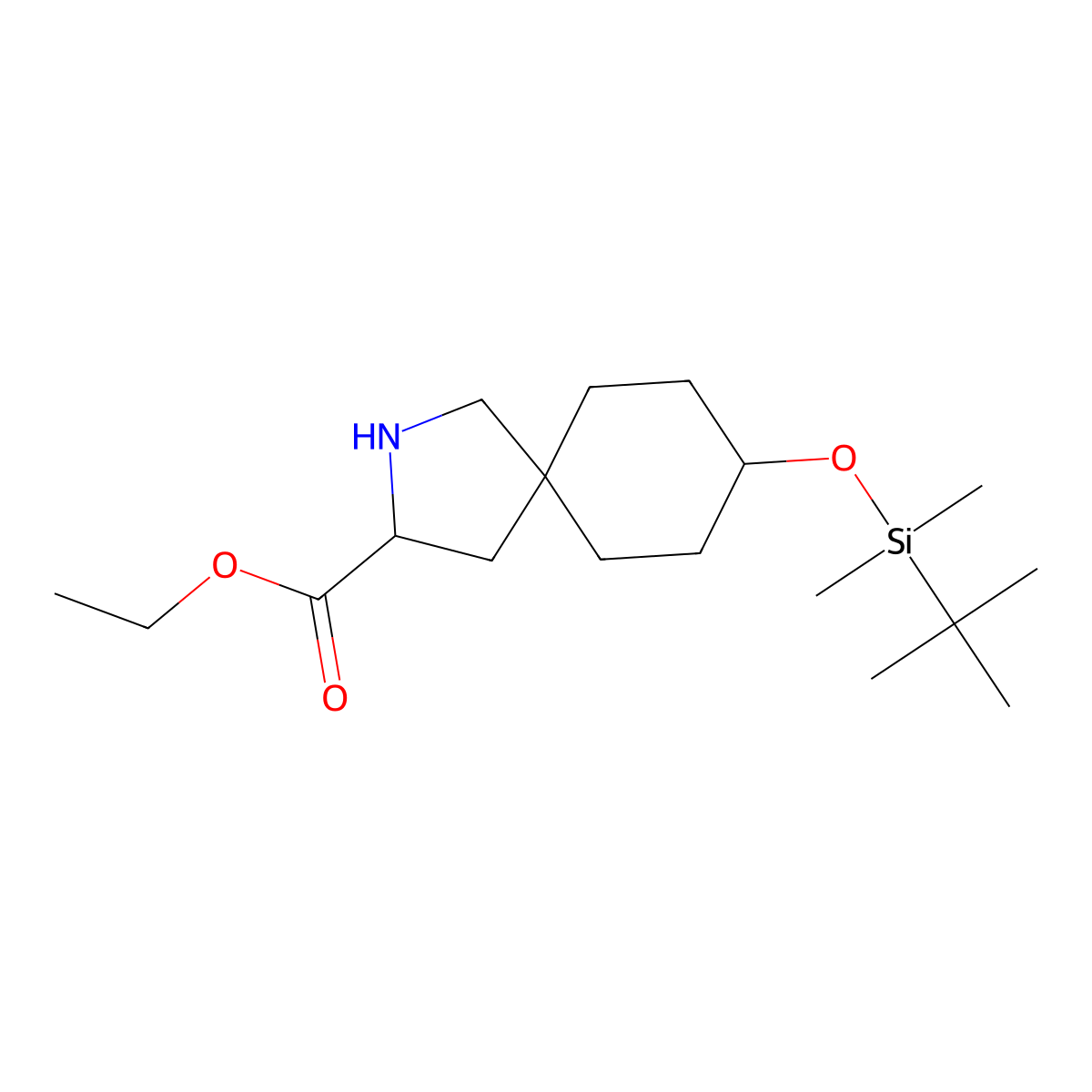 Ethyl 8-[tert-butyl(dimethyl)silyl]oxy-2-azaspiro[4.5]decane-3-carboxylate molecular structure, CAS 1272655-91-0