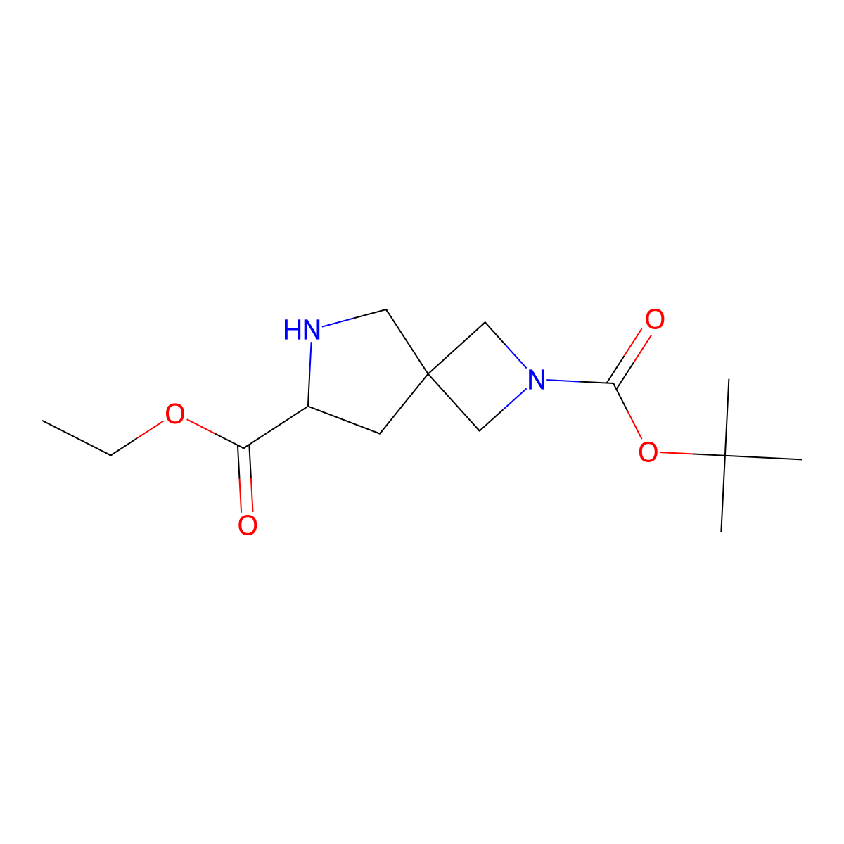 2-(Tert-butyl) 7-ethyl 2,6-diazaspiro[3.4]octane-2,7-dicarboxylate molecular structure, CAS 1272656-39-9