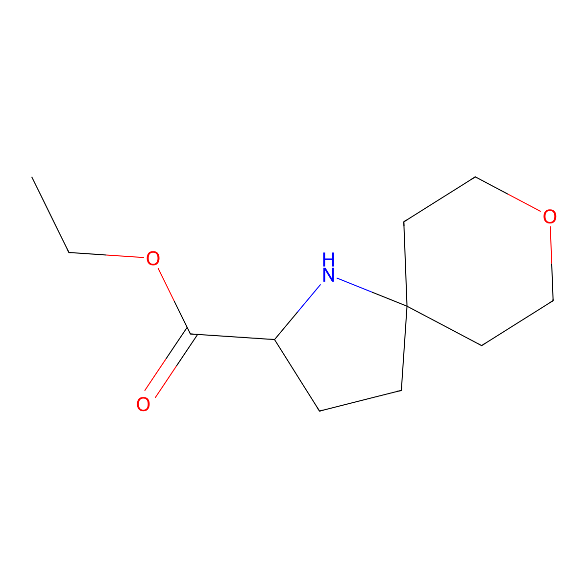Ethyl 8-oxa-1-azaspiro[4.5]decane-2-carboxylate molecular structure, CAS 1272656-90-2