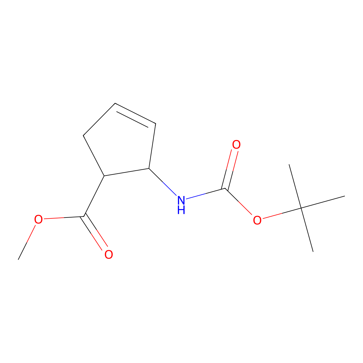 (1S,2S)-Methyl 2-((tert-butoxycarbonyl)amino)cyclopent-3-enecarboxylate molecular structure, CAS 1272666-21-3