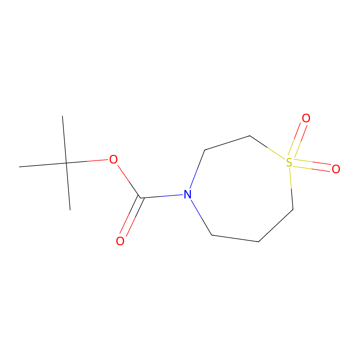 tert-Butyl 1,4-thiazepane-4-carboxylate 1,1-dioxide molecular structure, CAS 1272667-21-6