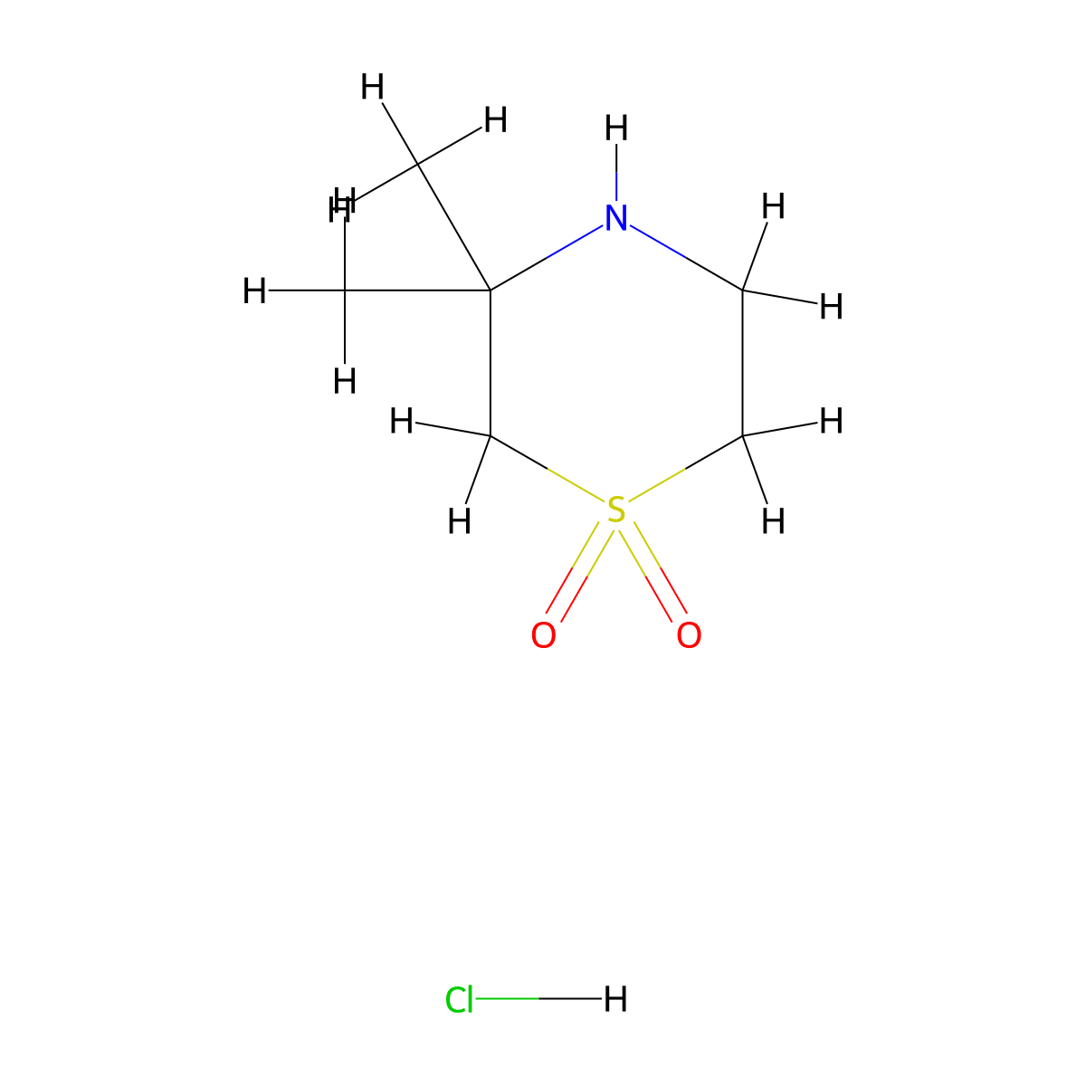 3,3-Dimethyl-1lambda6-thiomorpholine-1,1-dione hydrochloride molecular structure, CAS 1272667-54-5