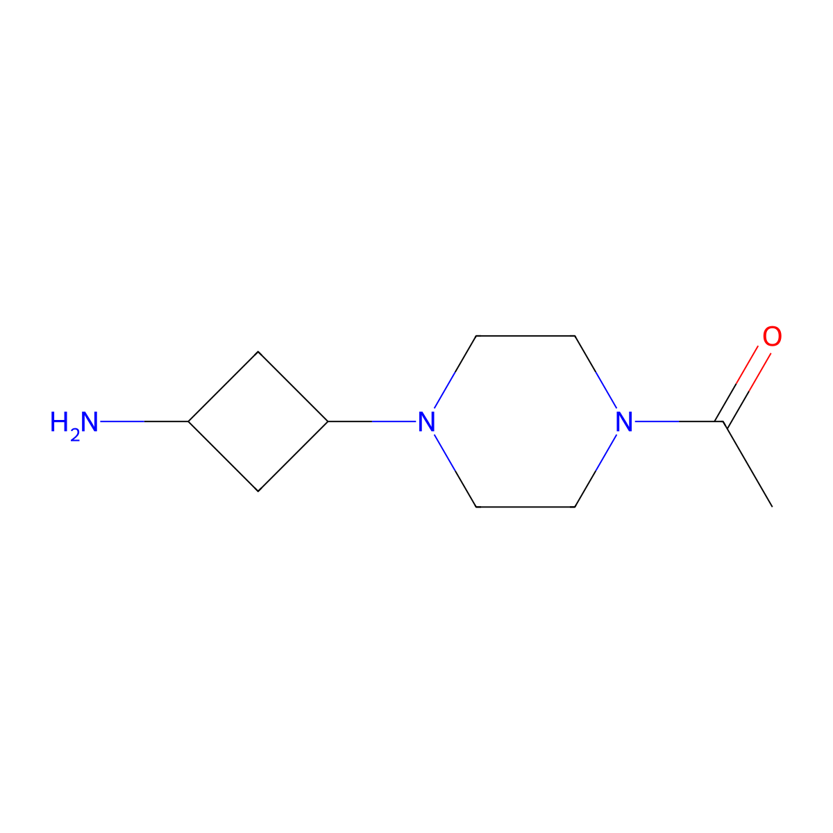 1-(4-(3-Aminocyclobutyl)piperazin-1-yl)ethan-1-one molecular structure, CAS 1272668-29-7
