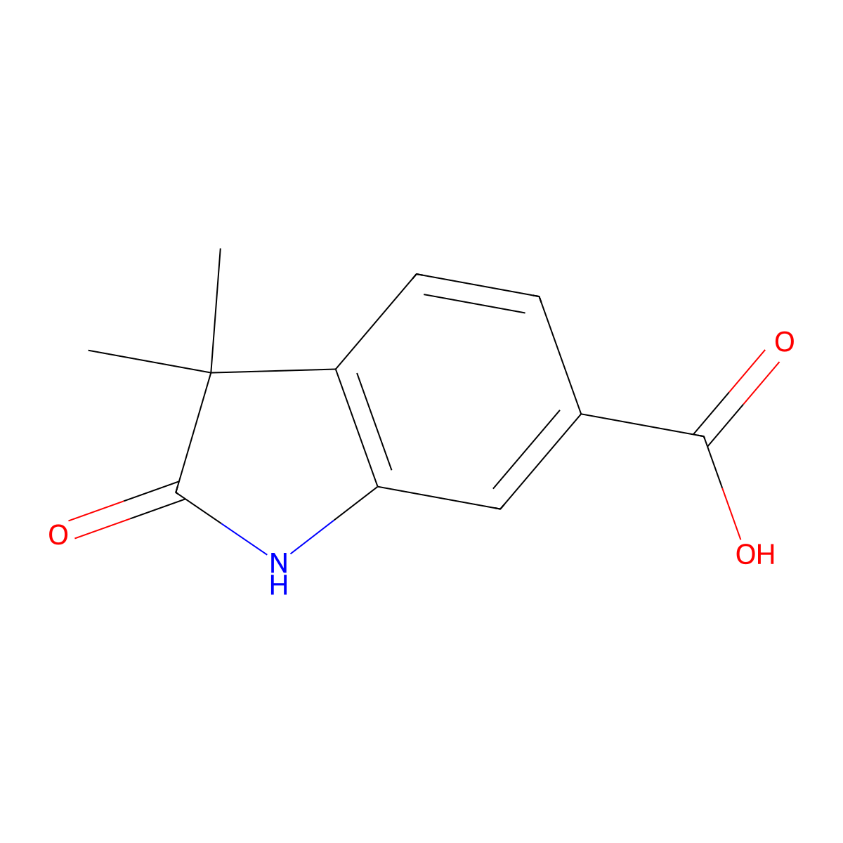 3,3-dimethyl-2-oxo-2,3-dihydro-1H-indole-6-carboxylic acid molecular structure, CAS 127267-57-6
