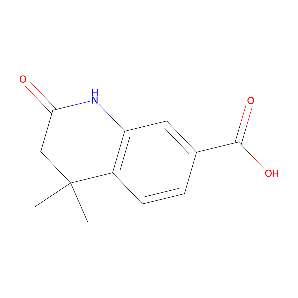 4,4-Dimethyl-1,2,3,4-tetrahydro-2-oxo-7-quinolinecarboxylic acid molecular structure, CAS 127267-63-4