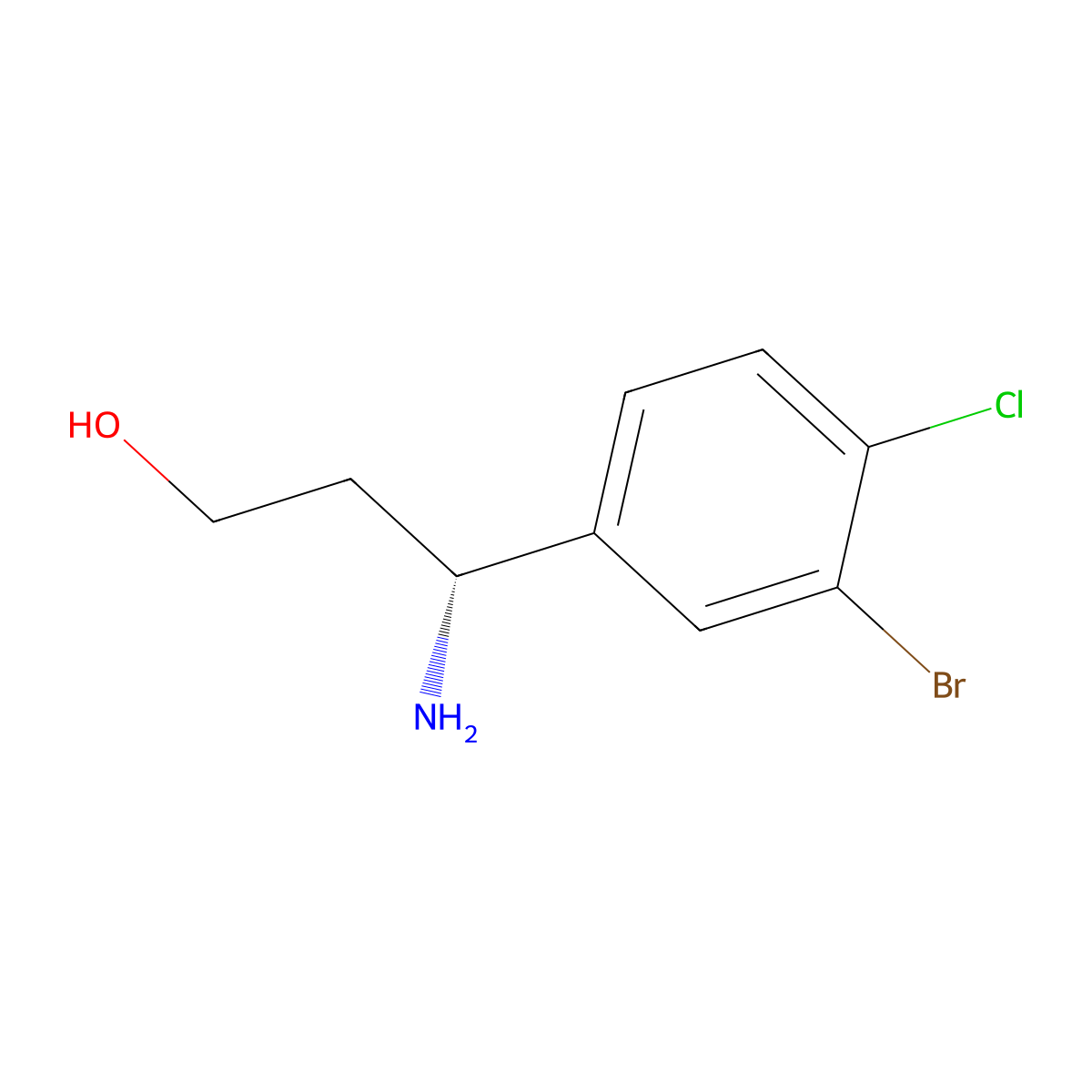(3R)-3-Amino-3-(3-bromo-4-chlorophenyl)propan-1-OL molecular structure, CAS 1272722-36-7