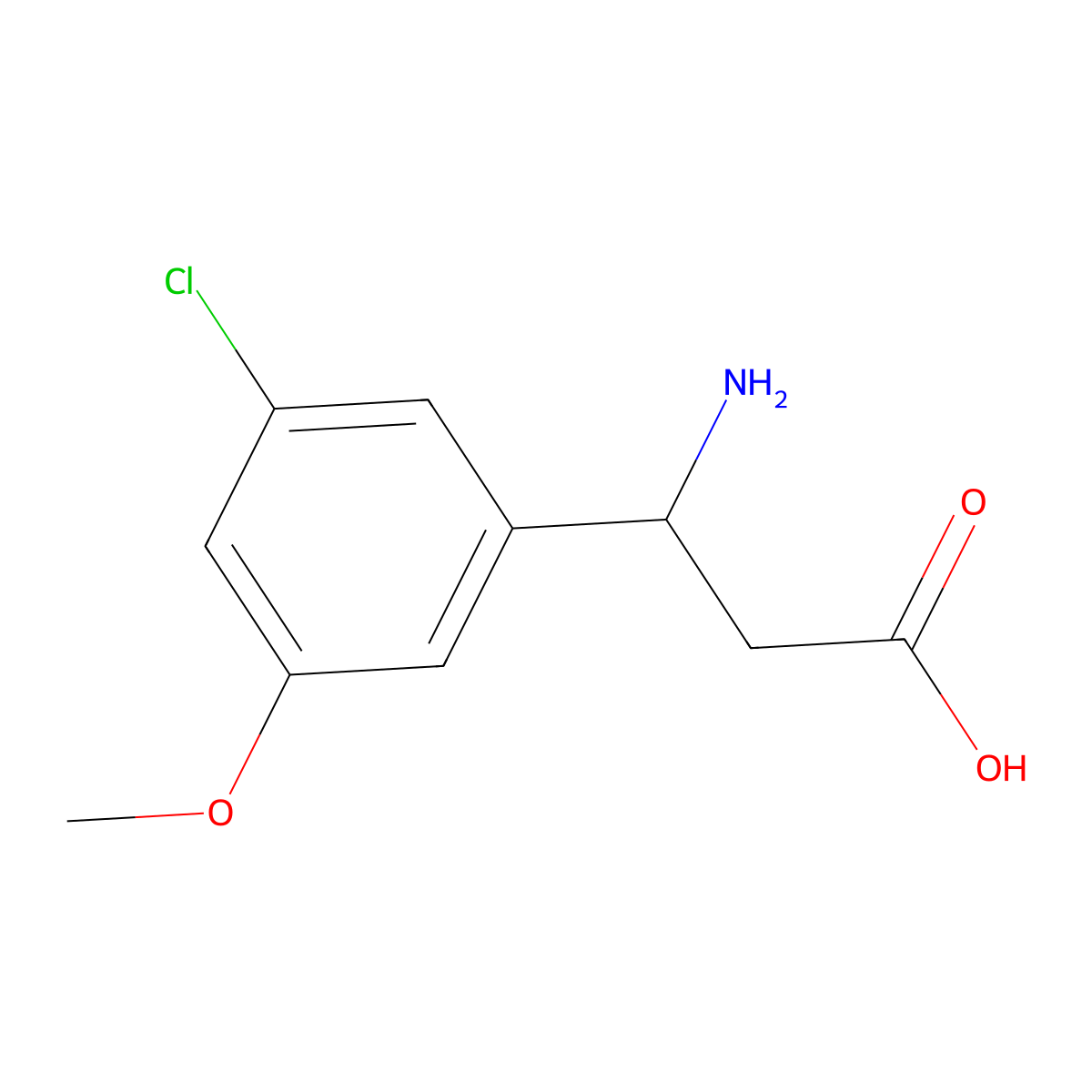 (S)-3-amino-3-(3-chloro-5-methoxyphenyl)propanoic acid molecular structure, CAS 1272723-70-2