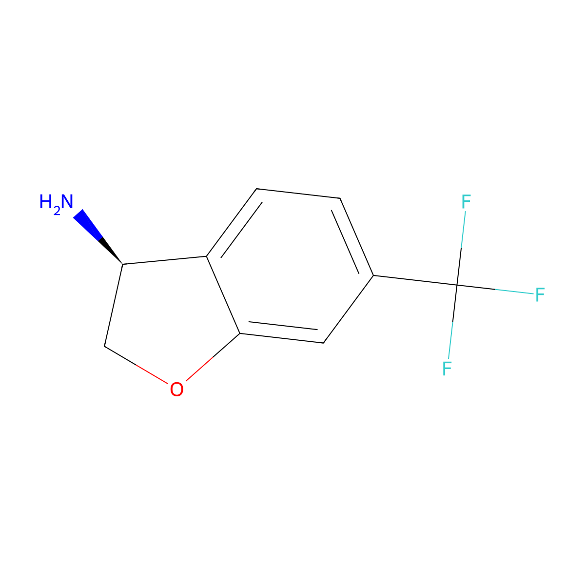 (S)-6-(trifluoromethyl)-2,3-dihydrobenzofuran-3-amine molecular structure, CAS 1272724-36-3