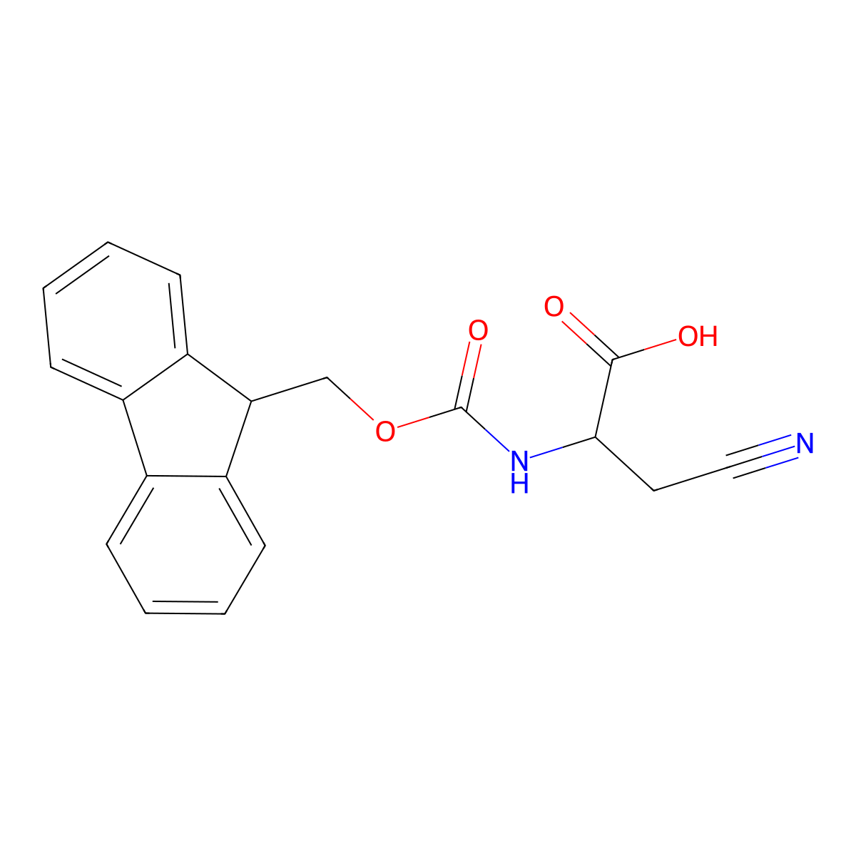 (S)-2-((((9H-Fluoren-9-yl)methoxy)carbonyl)amino)-3-cyanopropanoic acid molecular structure, CAS 127273-06-7