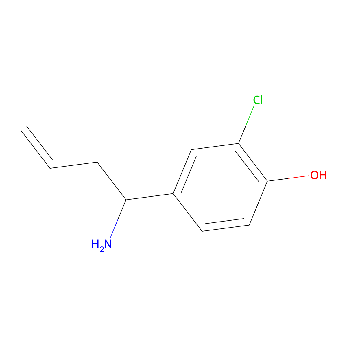 (S)-4-(1-Aminobut-3-en-1-yl)-2-chlorophenol molecular structure, CAS 1272731-32-4