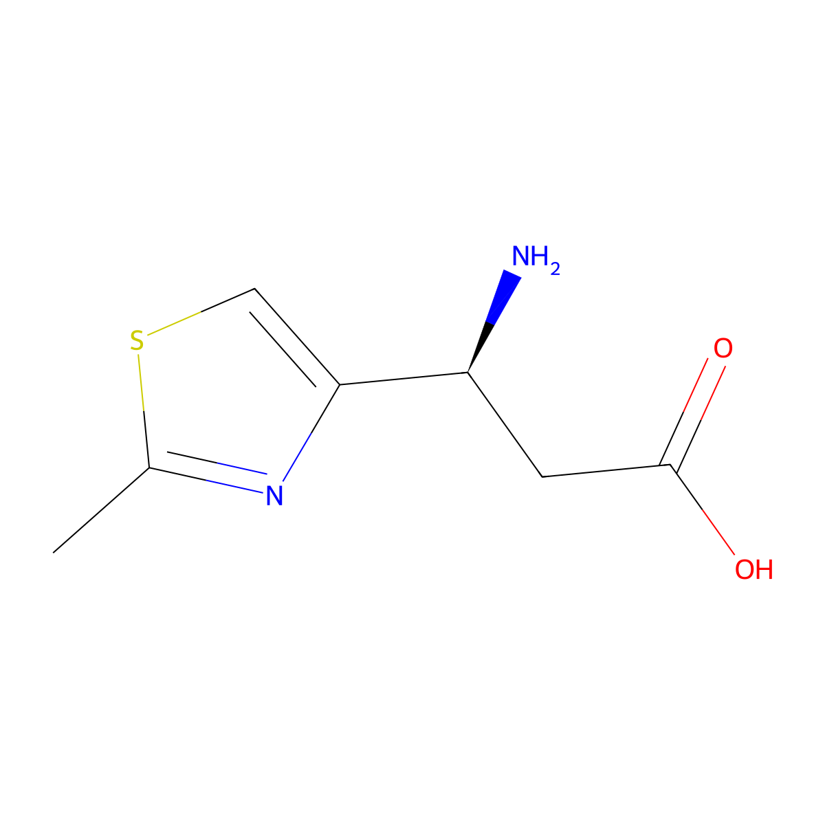 (3S)-3-amino-3-(2-methyl-1,3-thiazol-4-yl)propanoic acid molecular structure, CAS 1272736-27-2