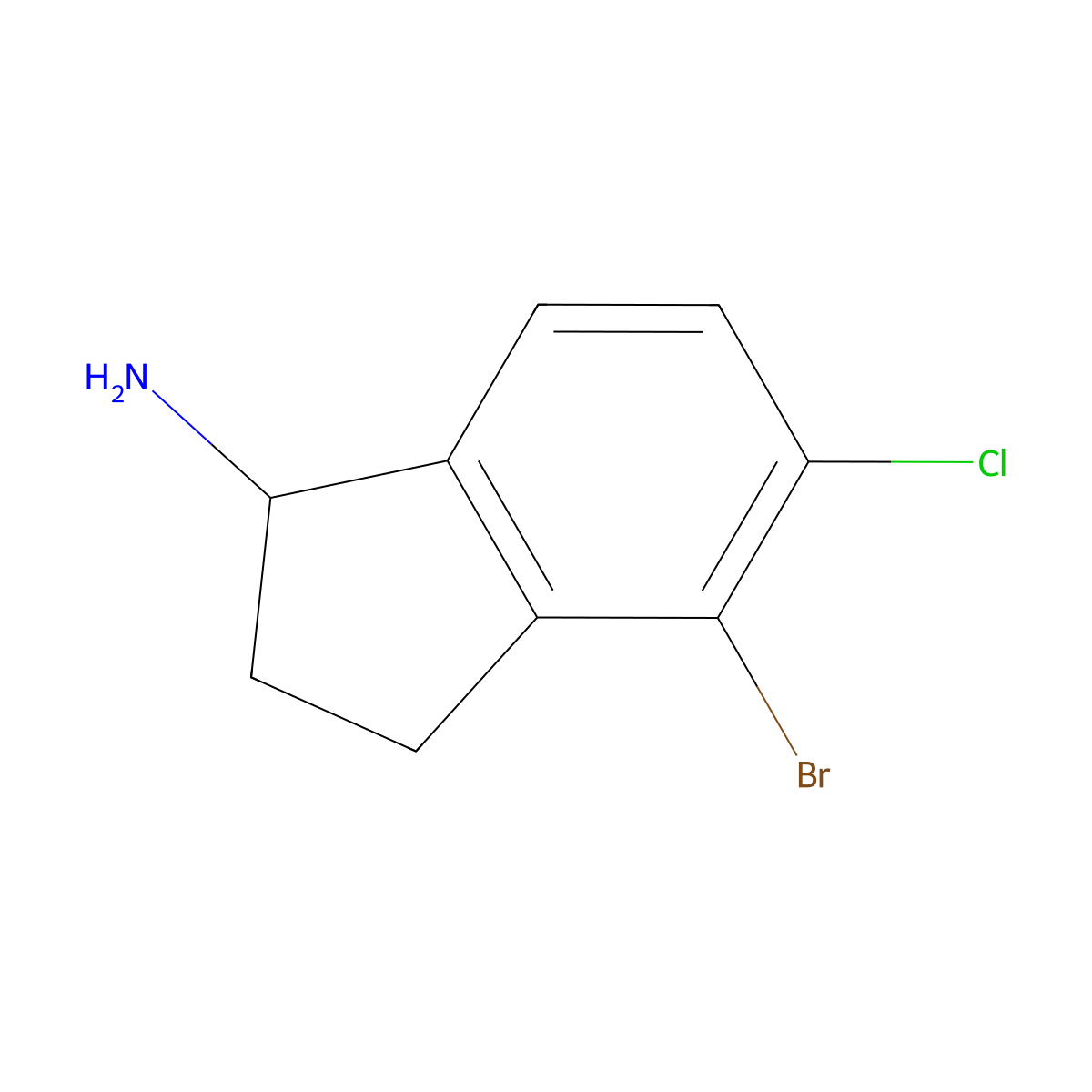 (R)-4-Bromo-5-chloro-2,3-dihydro-1H-inden-1-amine molecular structure, CAS 1272737-73-1