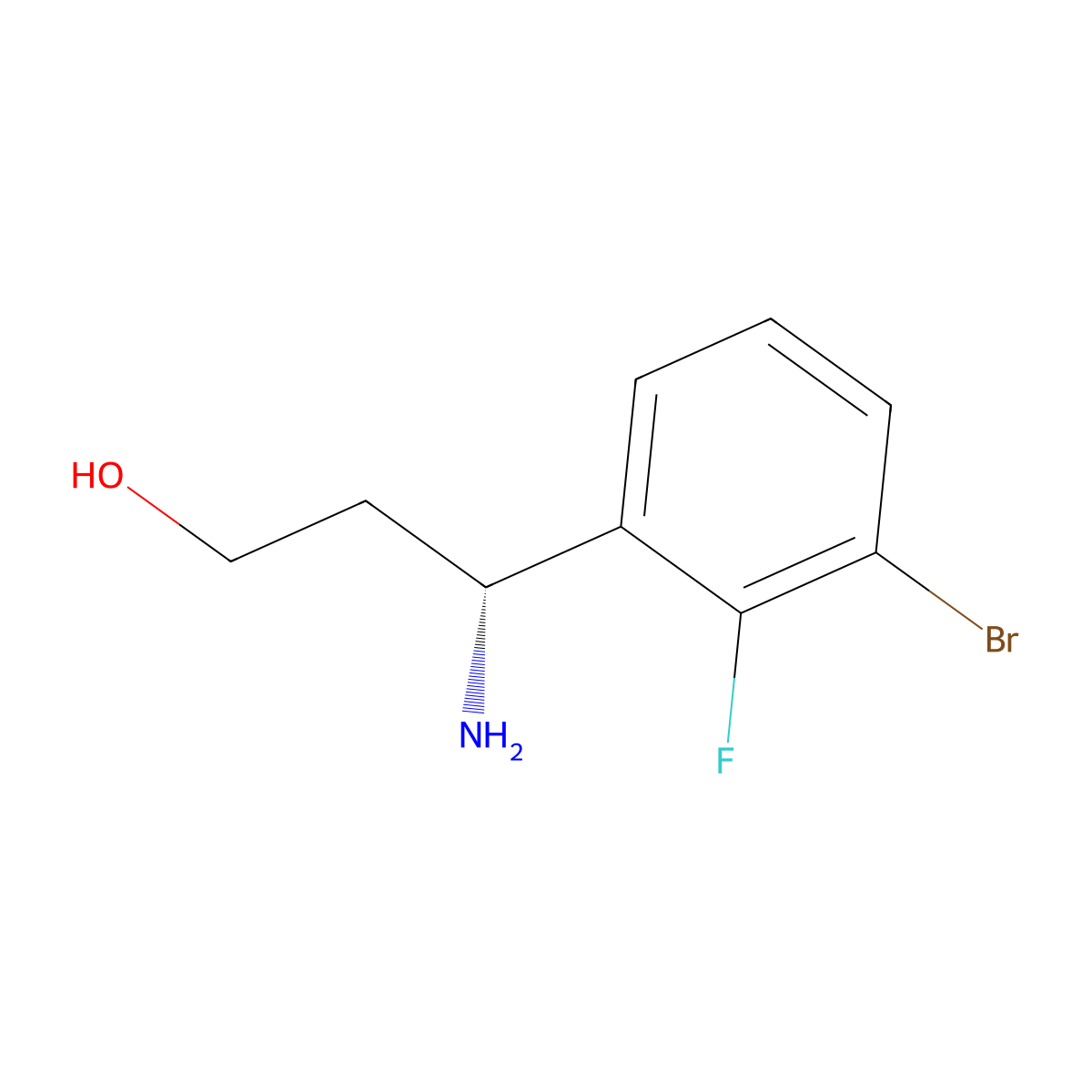 (3R)-3-Amino-3-(3-bromo-2-fluorophenyl)propan-1-OL molecular structure, CAS 1272740-39-2