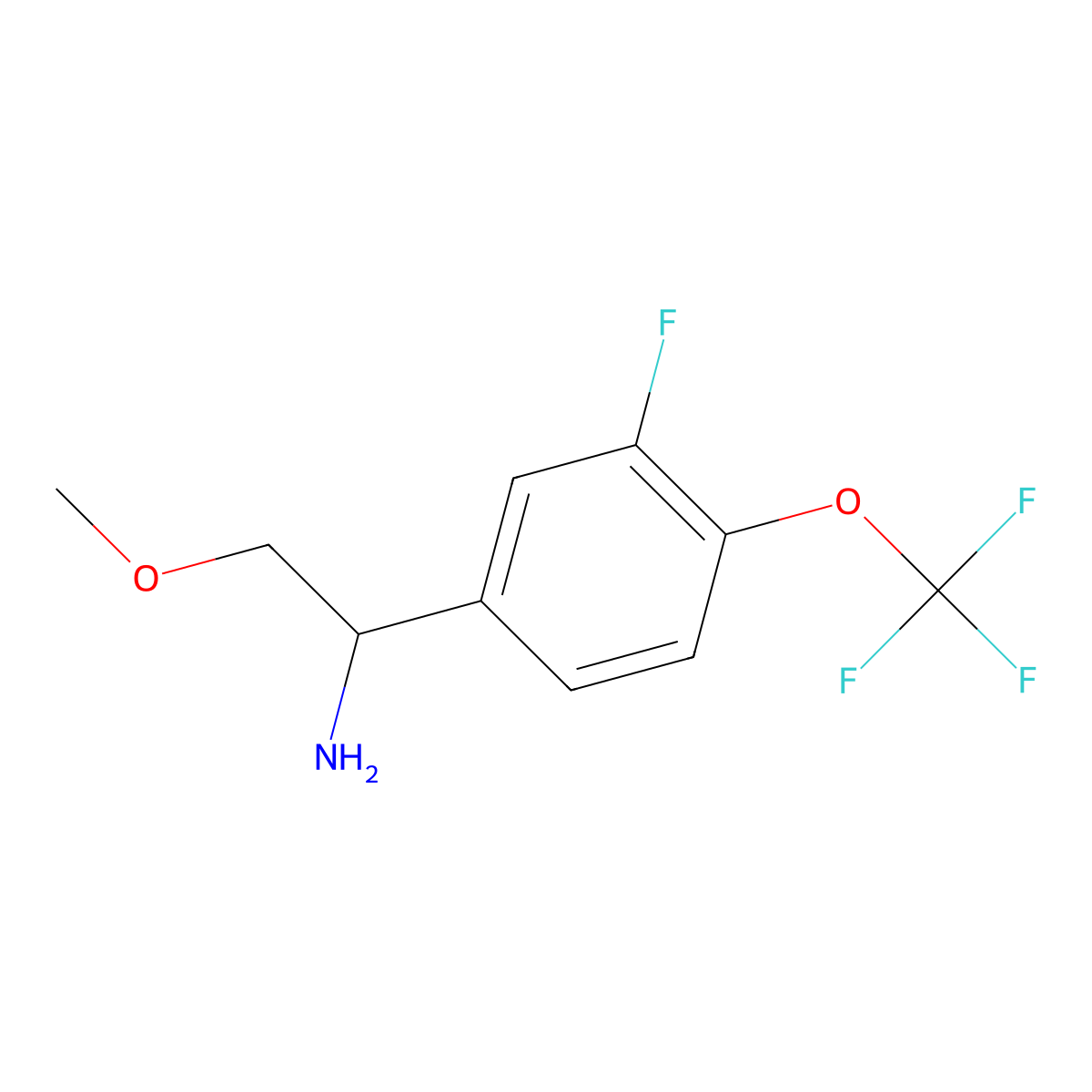(S)-1-(3-Fluoro-4-(trifluoromethoxy)phenyl)-2-methoxyethan-1-amine molecular structure, CAS 1272741-70-4