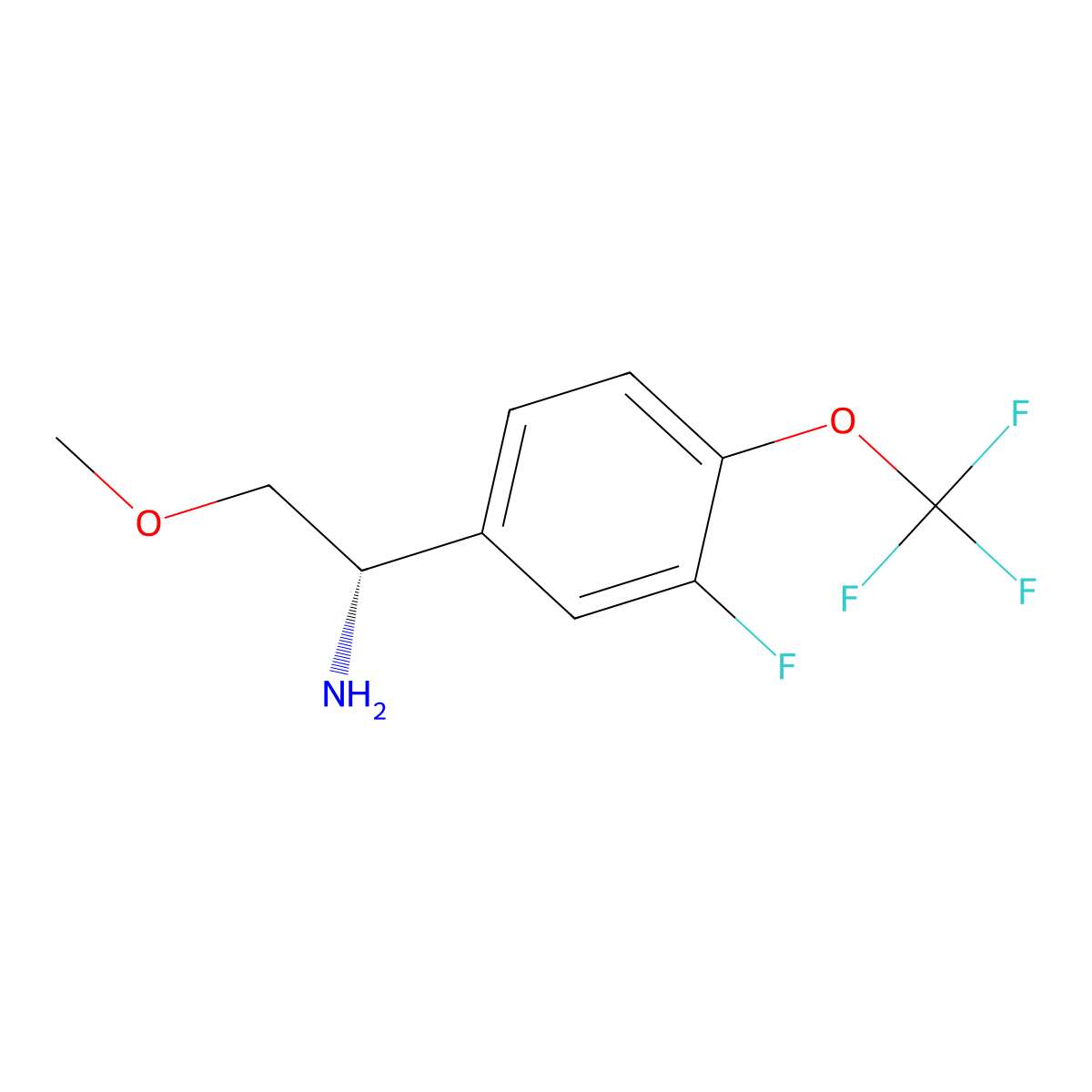 (S)-1-(3-Fluoro-4-(trifluoromethoxy)phenyl)-2-methoxyethan-1-amine molecular structure, CAS 1272741-70-4