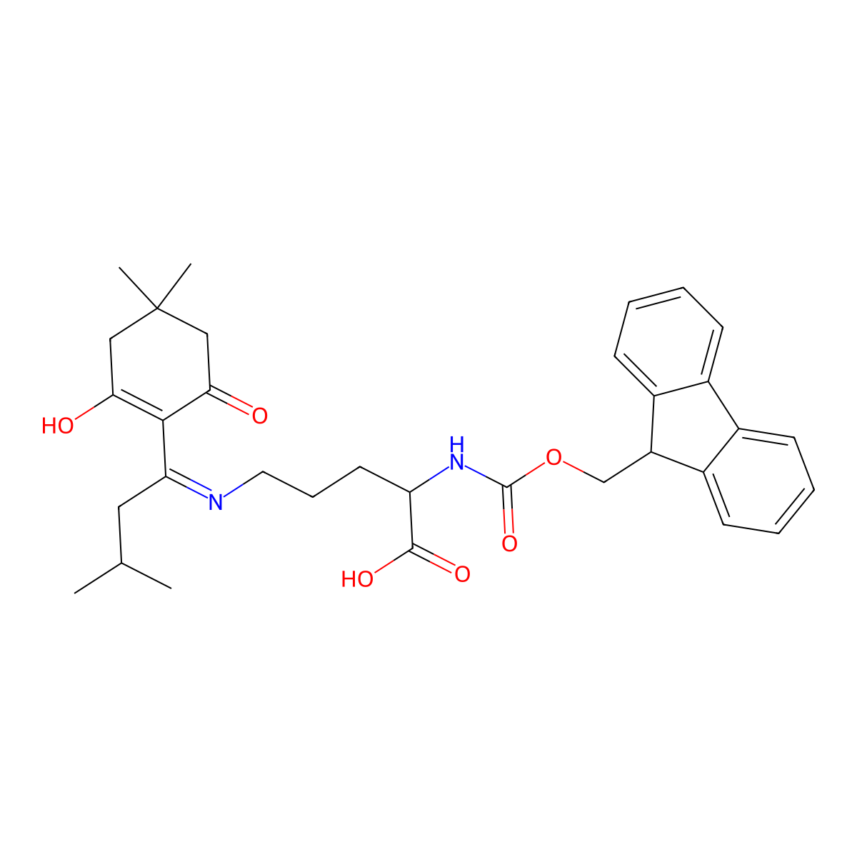 Fmoc-D-Orn(Ivdde)-OH molecular structure, CAS 1272754-86-5