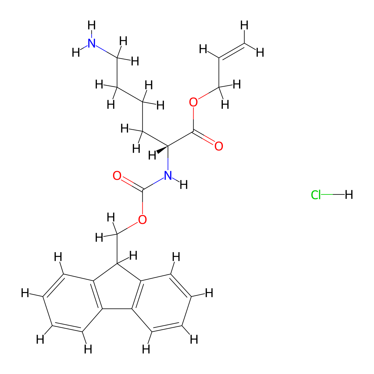 Fmoc-D-Lys-Oall HCl molecular structure, CAS 1272754-92-3