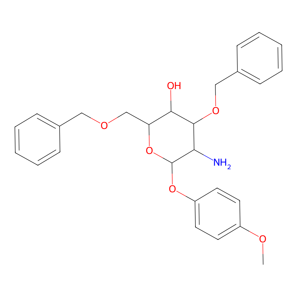 4-Methoxyphenyl 2-Amino-3,6-di-O-benzyl-2-deoxy-beta-D-glucopyranoside molecular structure, CAS 1272755-07-3