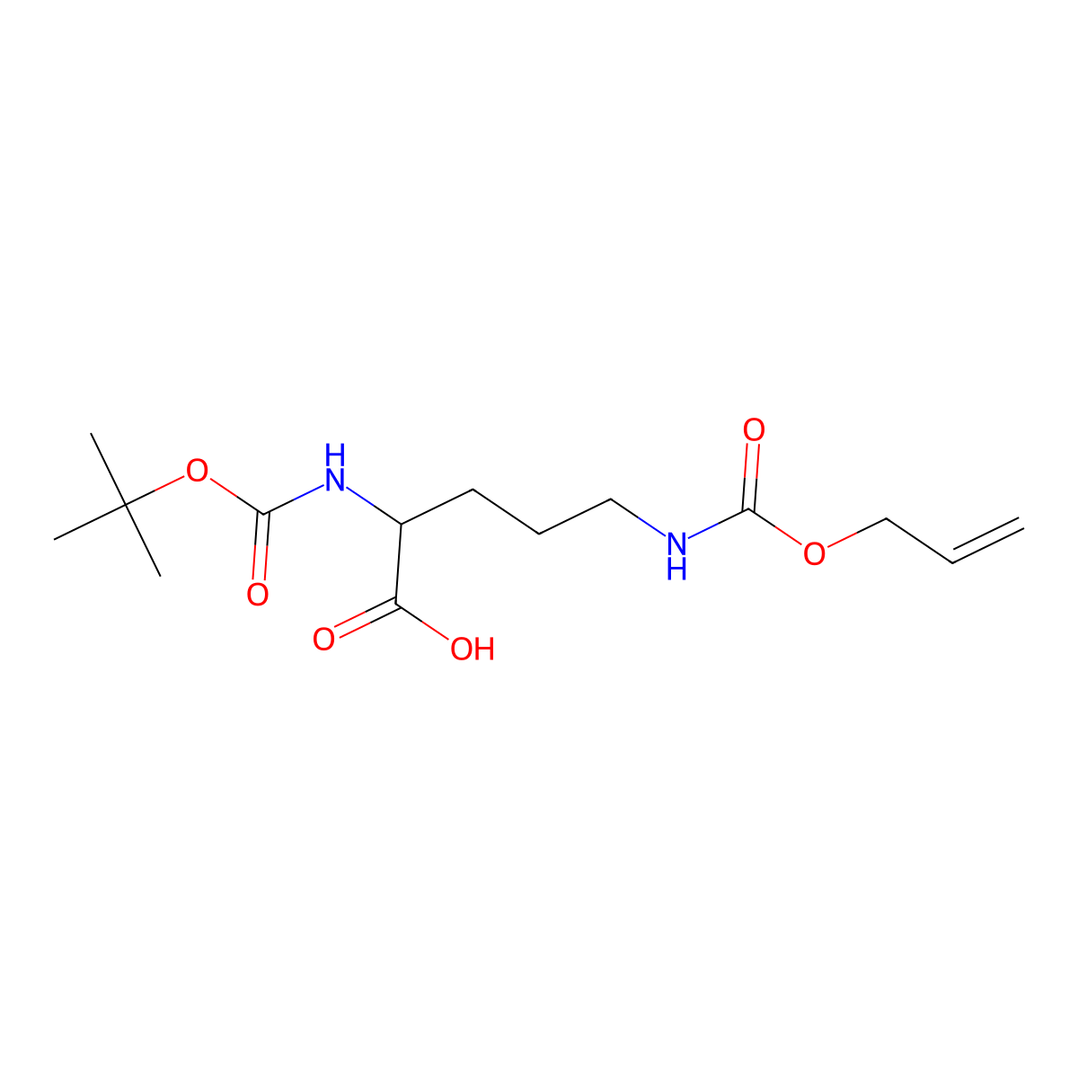 D-Ornithine, N2-[(1,1-dimethylethoxy)carbonyl]-N5-[(2-propen-1-yloxy)carbonyl]- molecular structure, CAS 1272755-13-1