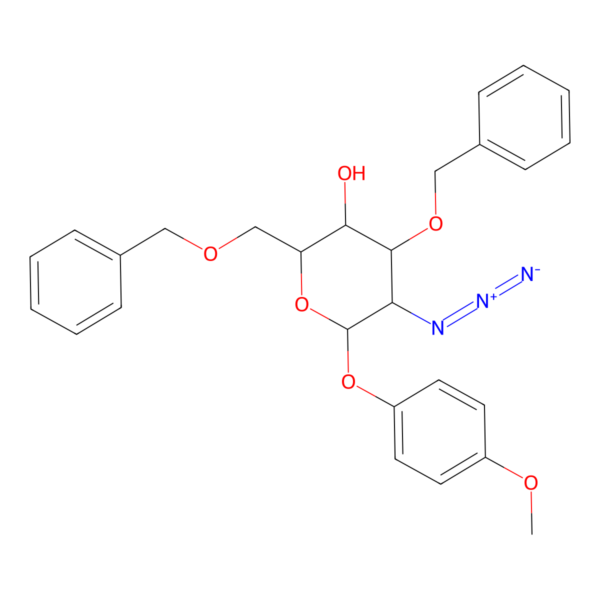 4-Methoxyphenyl 2-Azido-3,6-di-O-benzyl-2-deoxy-beta-D-glucopyranoside molecular structure, CAS 1272755-25-5
