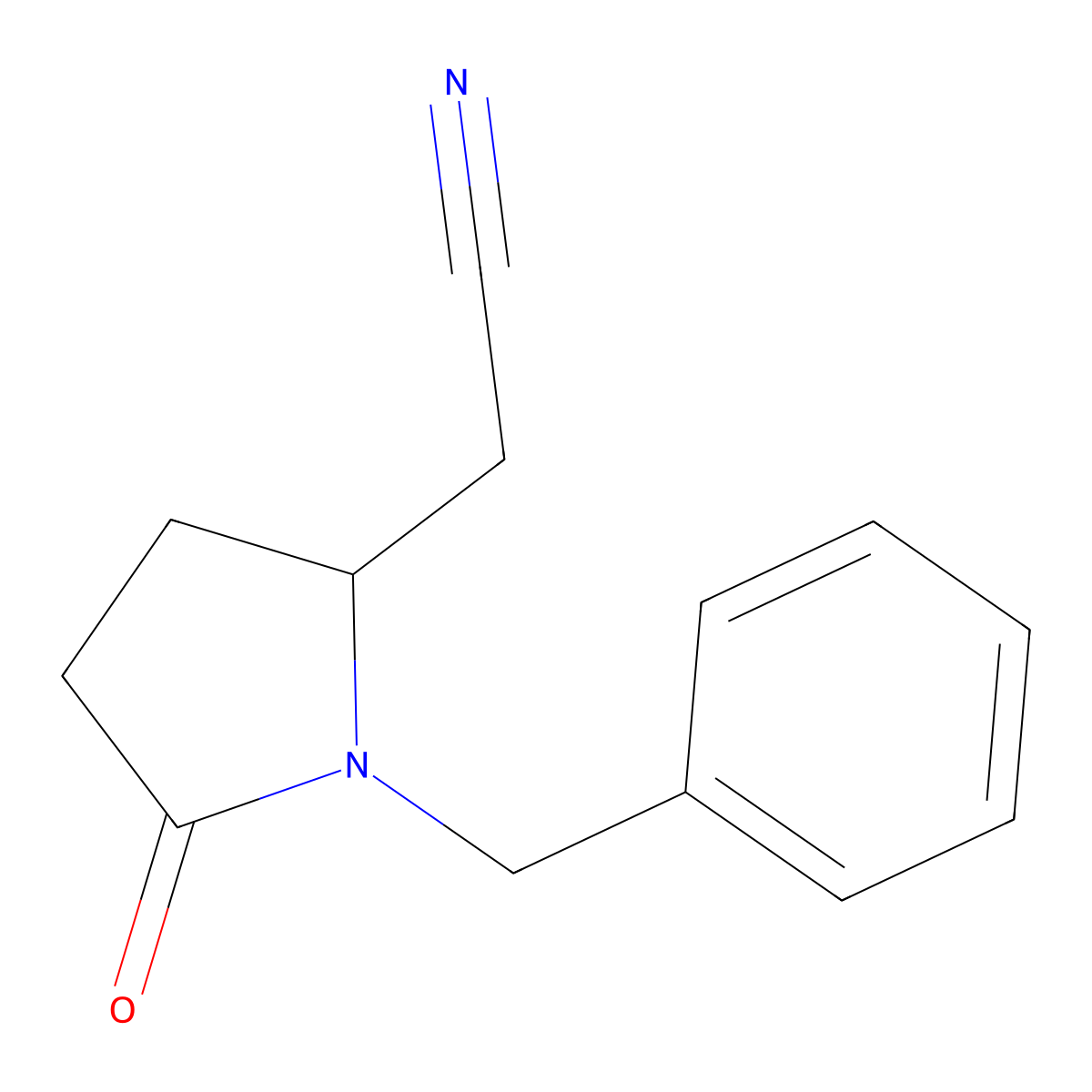 (R)-1-Benzyl-5-oxo-pyrrolidin-2-yl acetonitrile molecular structure, CAS 1272755-31-3