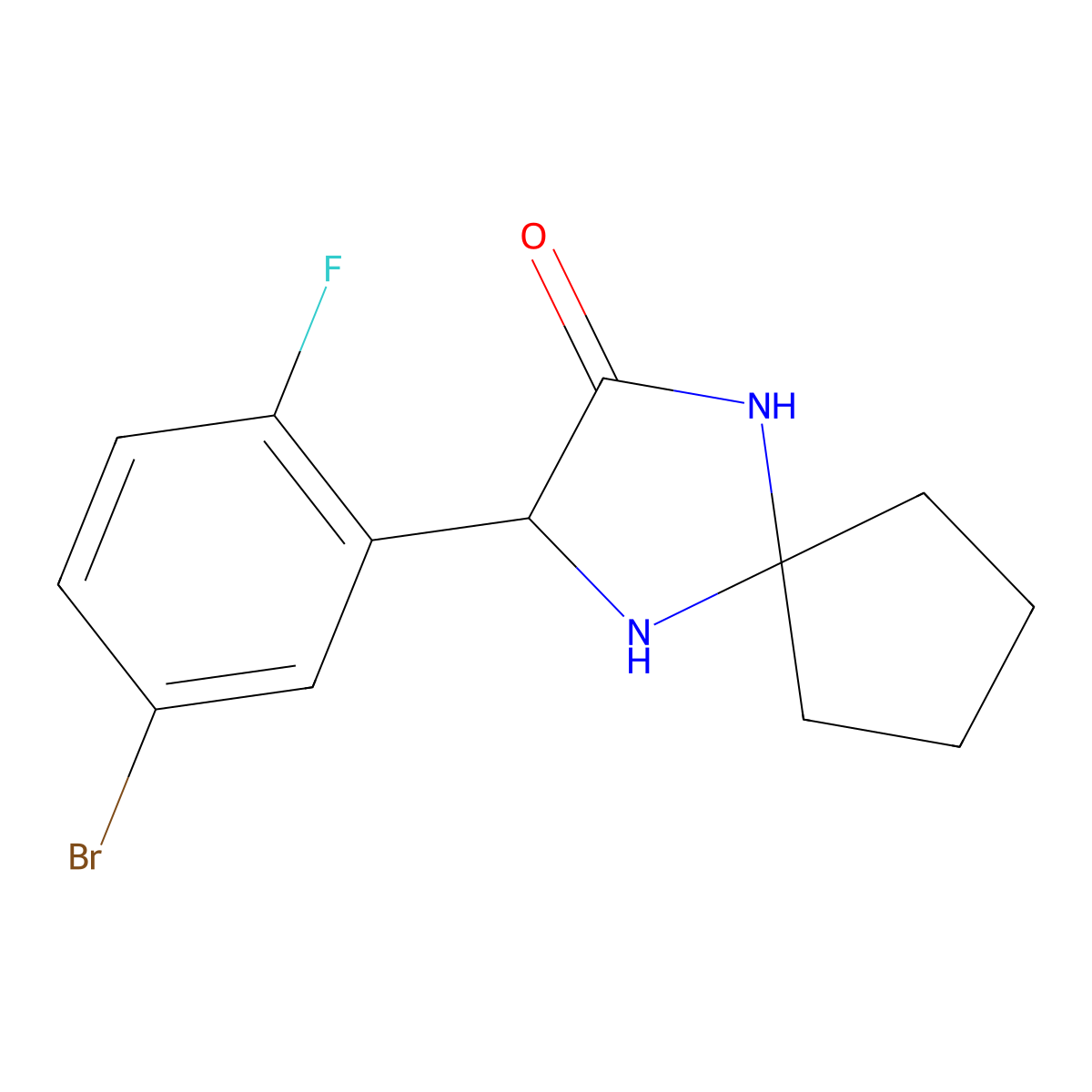 3-(5-Bromo-2-fluorophenyl)-1,4-diazaspiro[4.4]nonan-2-one molecular structure, CAS 1272755-79-9