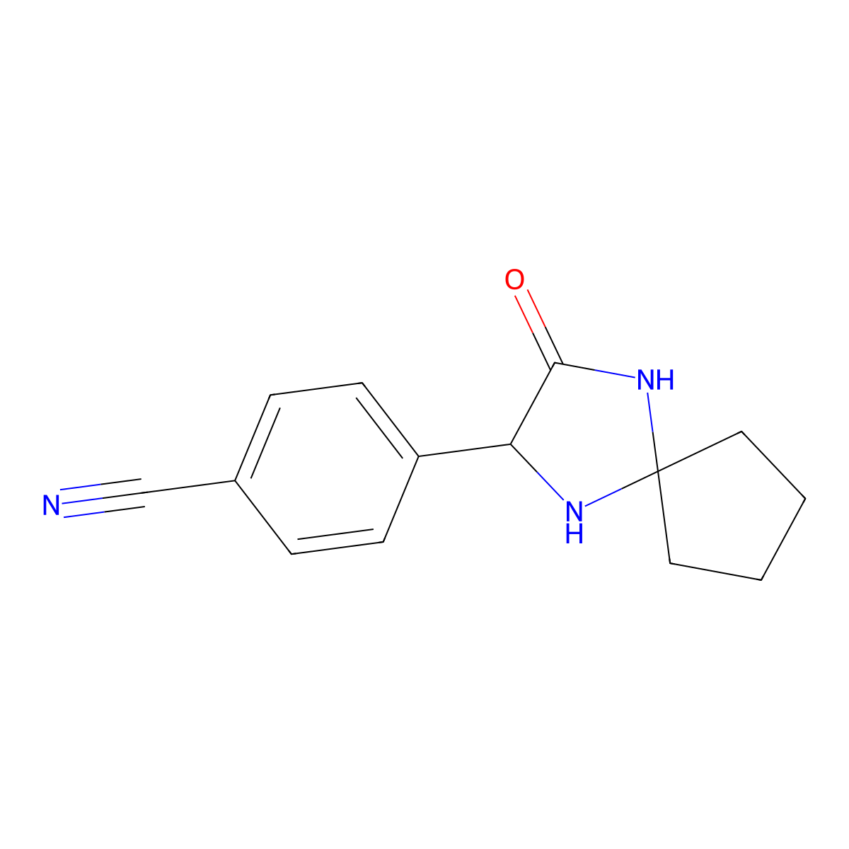 4-(3-Oxo-1,4-diazaspiro[4.4]nonan-2-yl)benzonitrile molecular structure, CAS 1272755-80-2