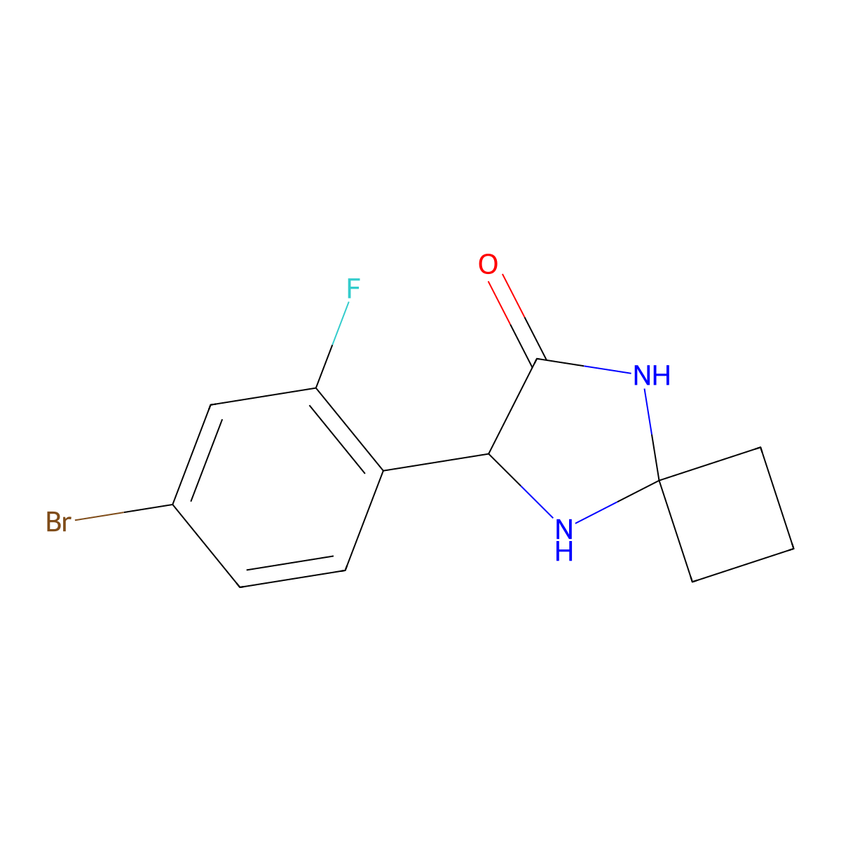 7-(4-Bromo-2-fluorophenyl)-5,8-diazaspiro[3.4]octan-6-one molecular structure, CAS 1272755-81-3