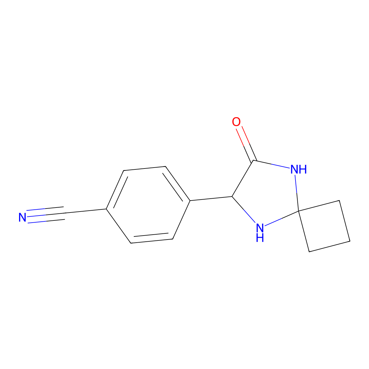 4-(7-Oxo-5,8-diazaspiro[3.4]octan-6-yl)benzonitrile molecular structure, CAS 1272755-89-1