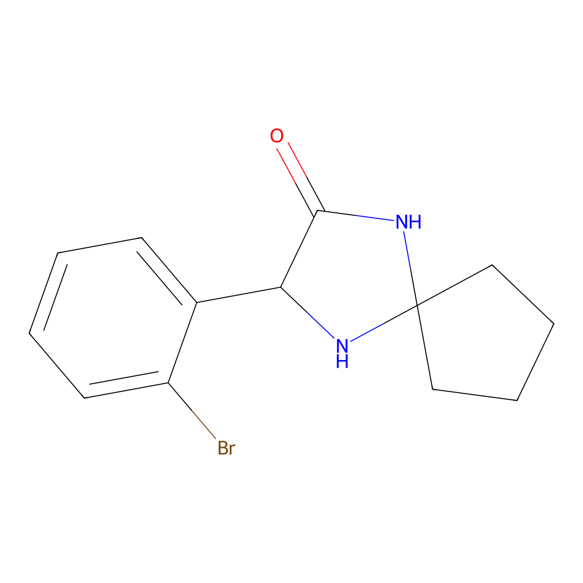 3-(2-Bromophenyl)-1,4-diazaspiro[4.4]nonan-2-one molecular structure, CAS 1272755-96-0