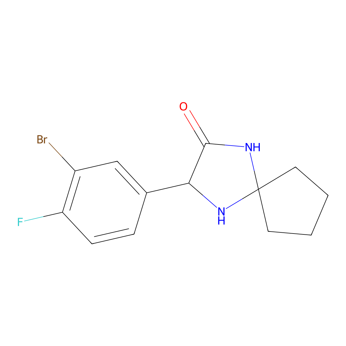3-(3-Bromo-4-fluorophenyl)-1,4-diazaspiro[4.4]nonan-2-one molecular structure, CAS 1272755-98-2