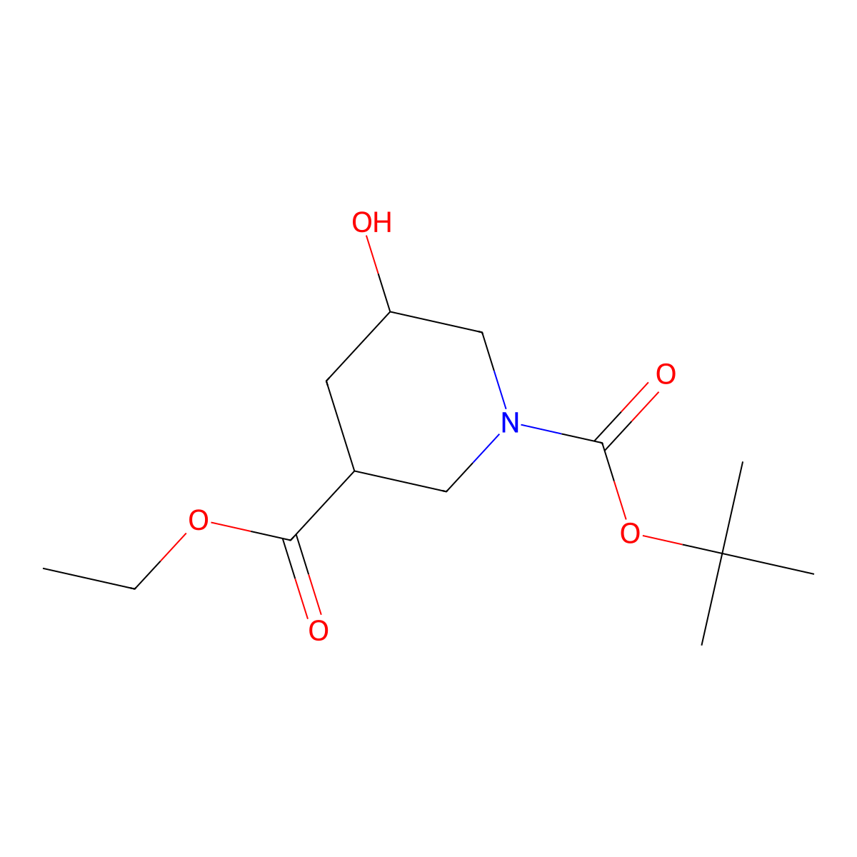 Ethyl N-Boc-5-hydroxypiperidine-3-carboxylate molecular structure, CAS 1272756-00-9