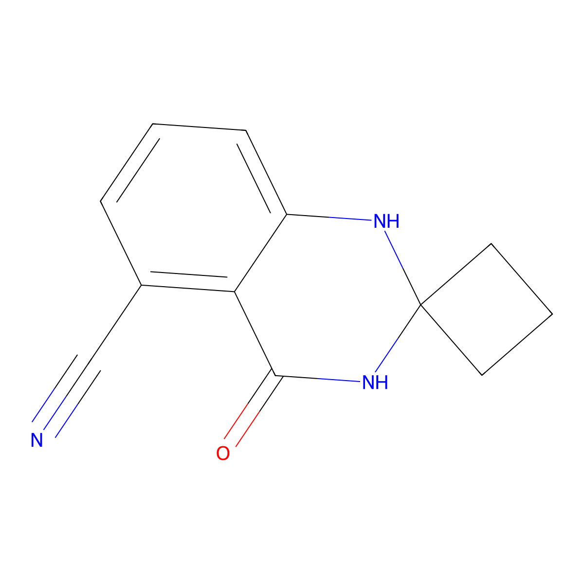 4'-Oxo-3',4'-dihydro-1'H-spiro[cyclobutane-1,2'-quinazoline]-5'-carbonitrile molecular structure, CAS 1272756-09-8