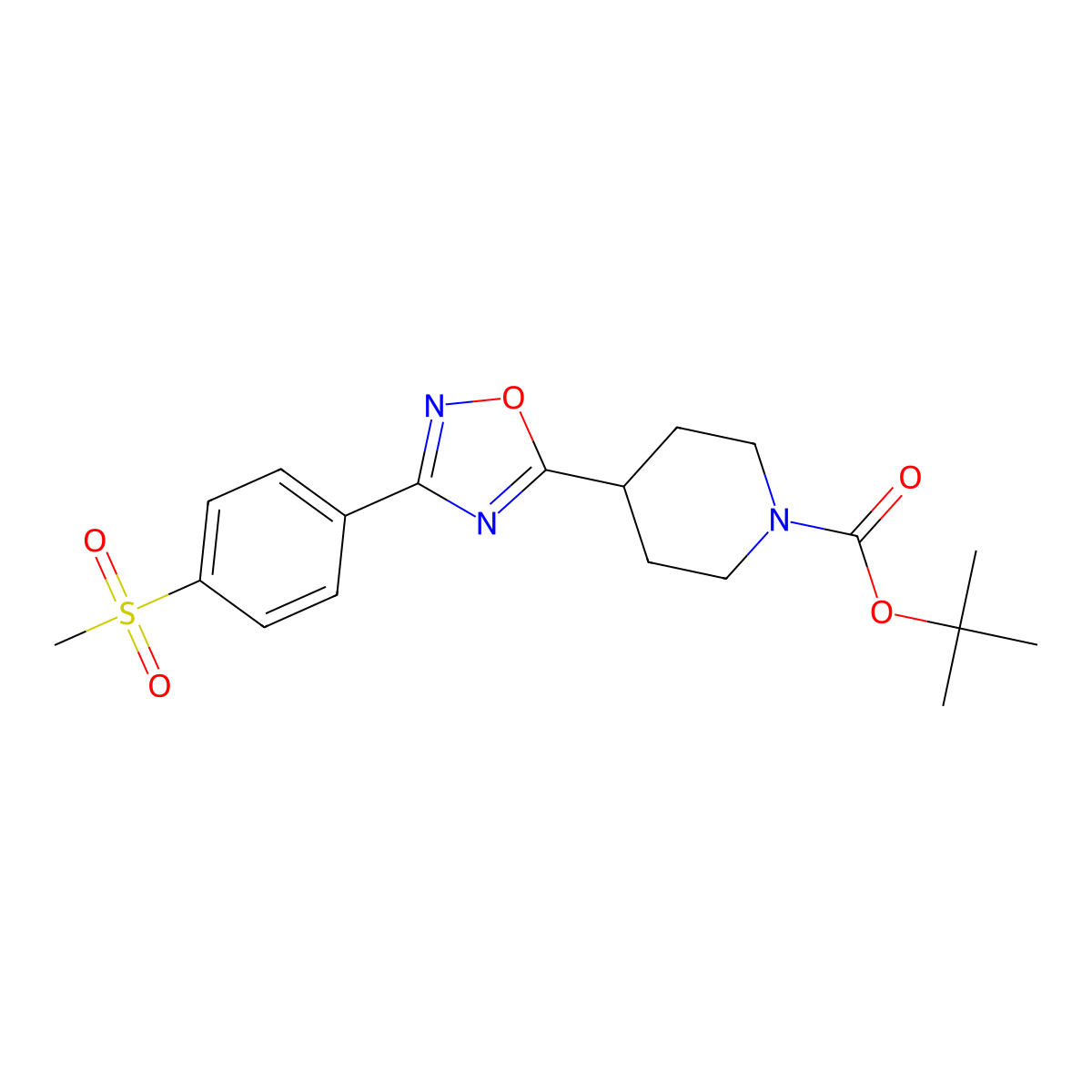 3-[4-(Methylsulfonyl)phenyl]-5-(1-Boc-4-piperidyl)-1,2,4-oxadiazole molecular structure, CAS 1272756-23-6