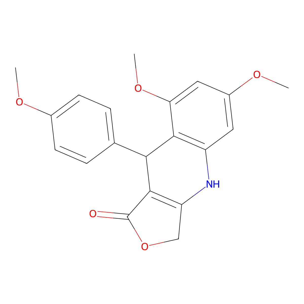 6,8-dimethoxy-9-(4-methoxyphenyl)-1H,3H,4H,9H-furo[3,4-b]quinolin-1-one molecular structure, CAS 1272756-30-5