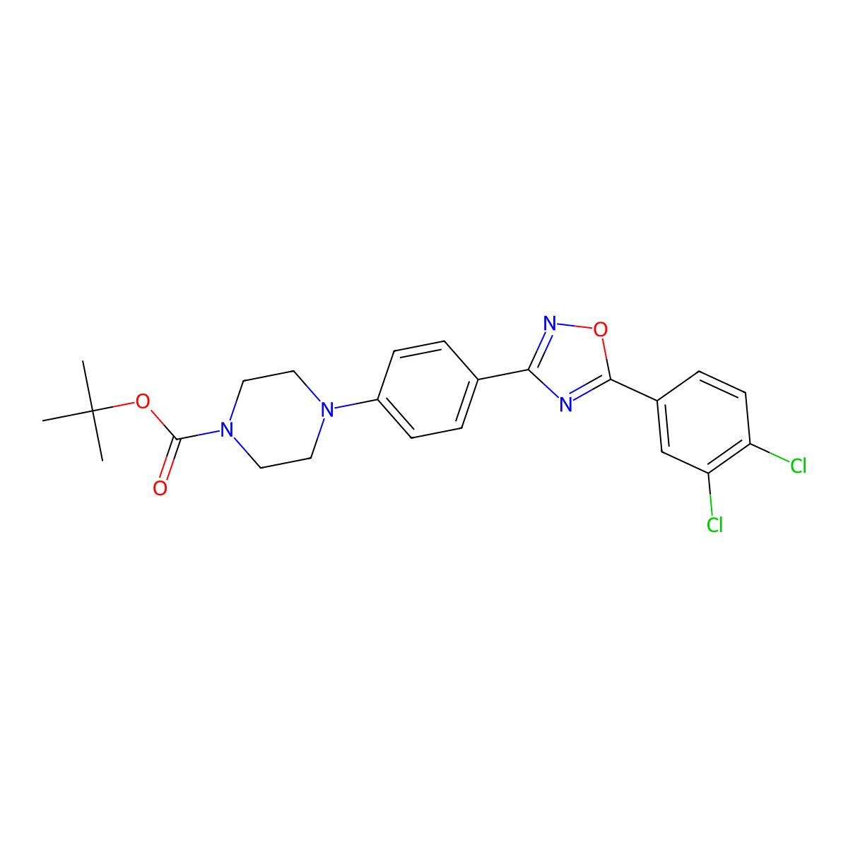 Tert-butyl 4-{4-[5-(3,4-dichlorophenyl)-1,2,4-oxadiazol-3-yl]phenyl}piperazine-1-carboxylate molecular structure, CAS 1272756-31-6