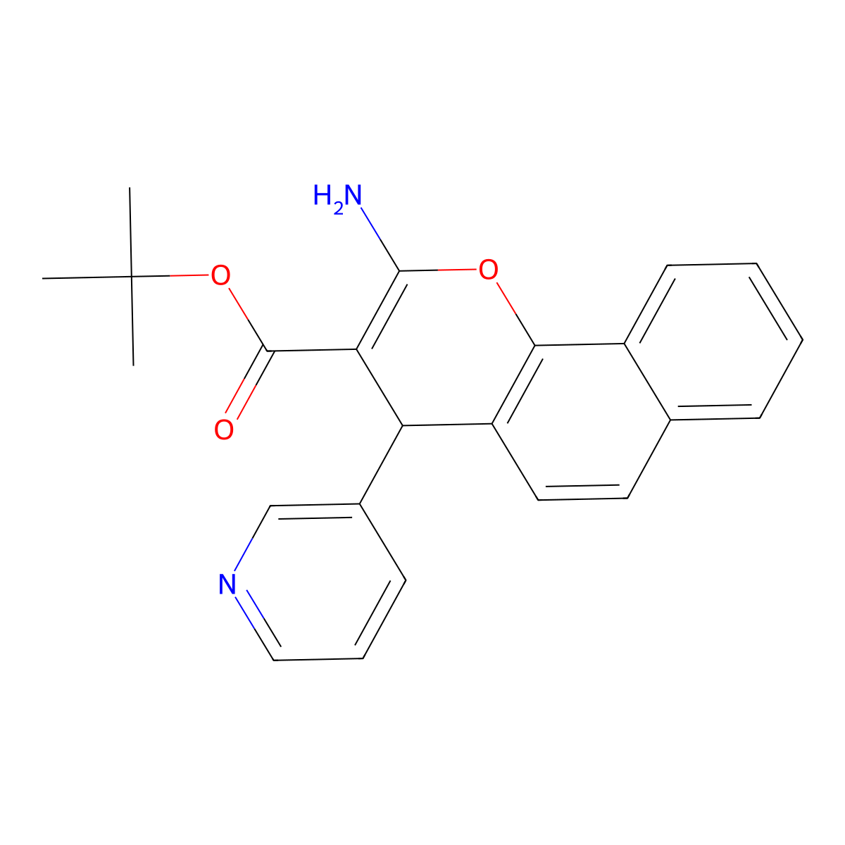 tert-butyl 2-amino-4-(pyridin-3-yl)-4H-benzo[h]chromene-3-carboxylate molecular structure, CAS 1272756-33-8