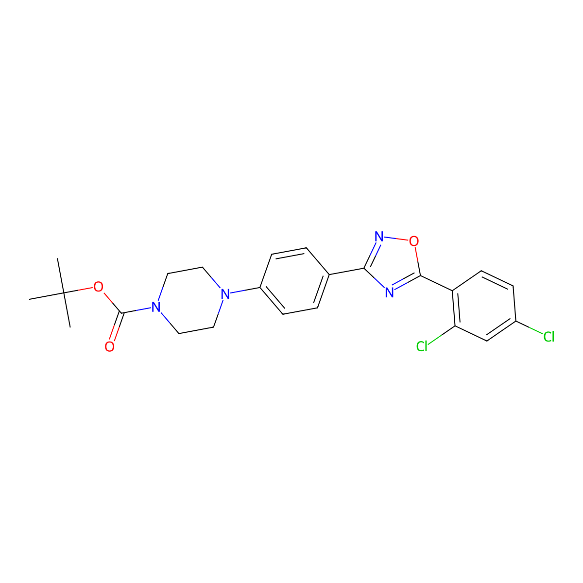 Tert-butyl 4-{4-[5-(2,4-dichlorophenyl)-1,2,4-oxadiazol-3-yl]phenyl}piperazine-1-carboxylate molecular structure, CAS 1272756-35-0